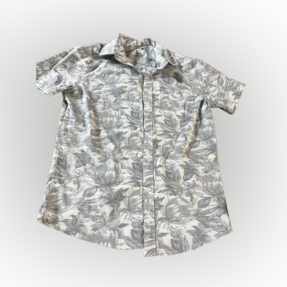 Men's FLX Slim Gray Floral Shirt - Size Small